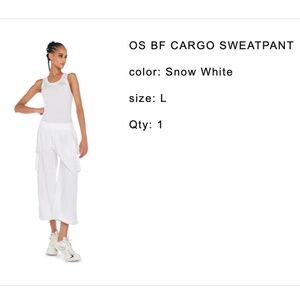 white norma kamali cargo sweatpants size L NWT